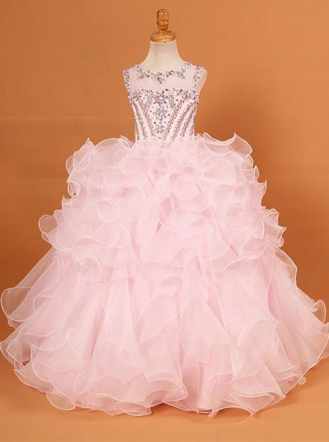 Pink Girls Pageant Dresses,Ruffle ...